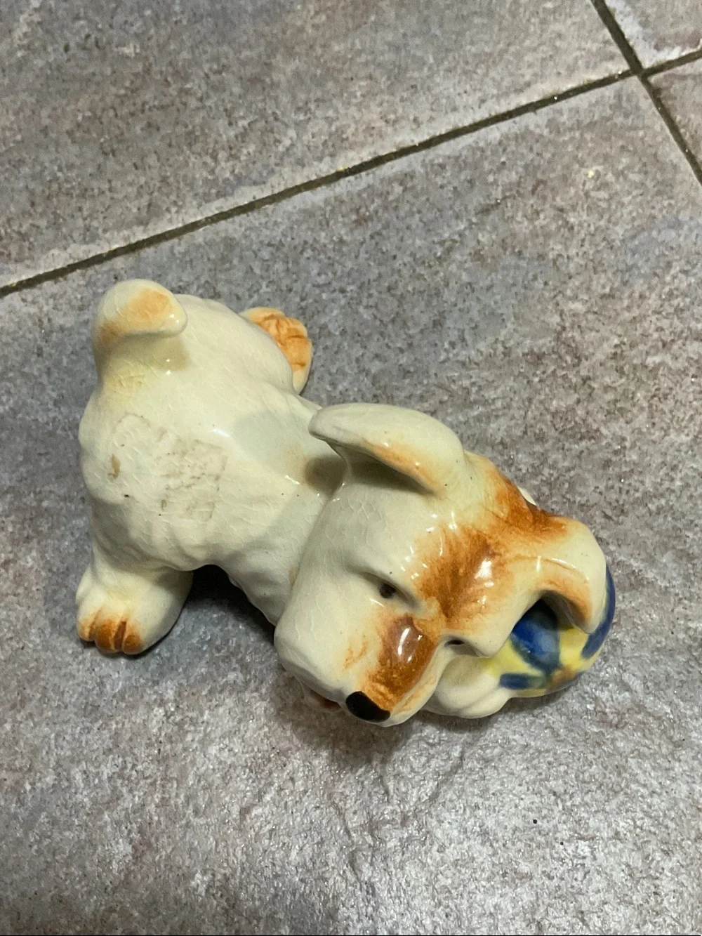 Ceramic Dog Figurine Pet Decor - Cream and Brown
